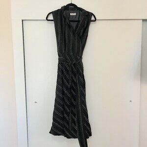 Elle Paris Pinstripe Wrap Dress - Xs Sm